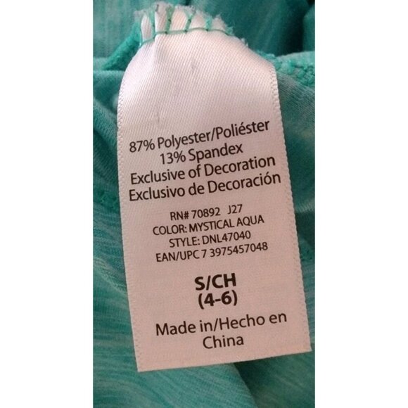 Danskin Now Hooded Blue Green Dri More Light Thermal Pullover Small Ruched Thumb - Picture 9 of 9